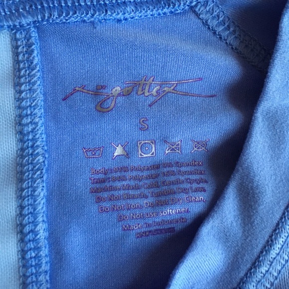 X by Gottex Line Mesh Long Sleeve T-Shirt Blue S - Picture 3 of 6